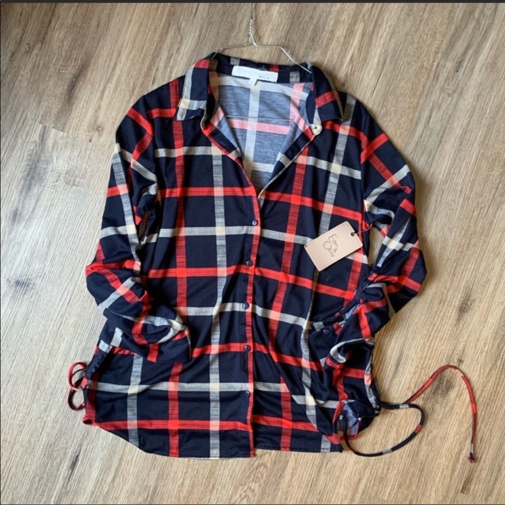NWT Maternity Plaid Blouse
